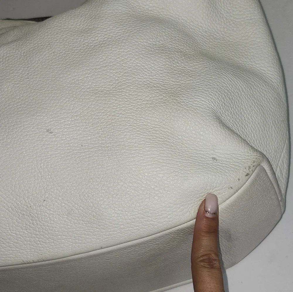 Oscar de la Renta Off White Leather Zipped Hobo